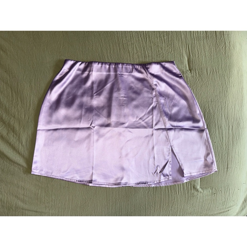 Zeagoo Satin Purple Mini Skirt